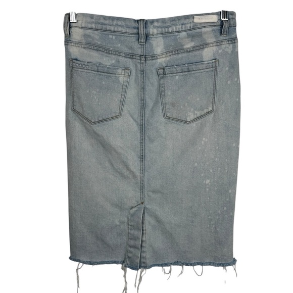 Blank NYC Faithful Acid Wash Distressed Denim Pencil Midi Skirt, Size 27 - Picture 5 of 7